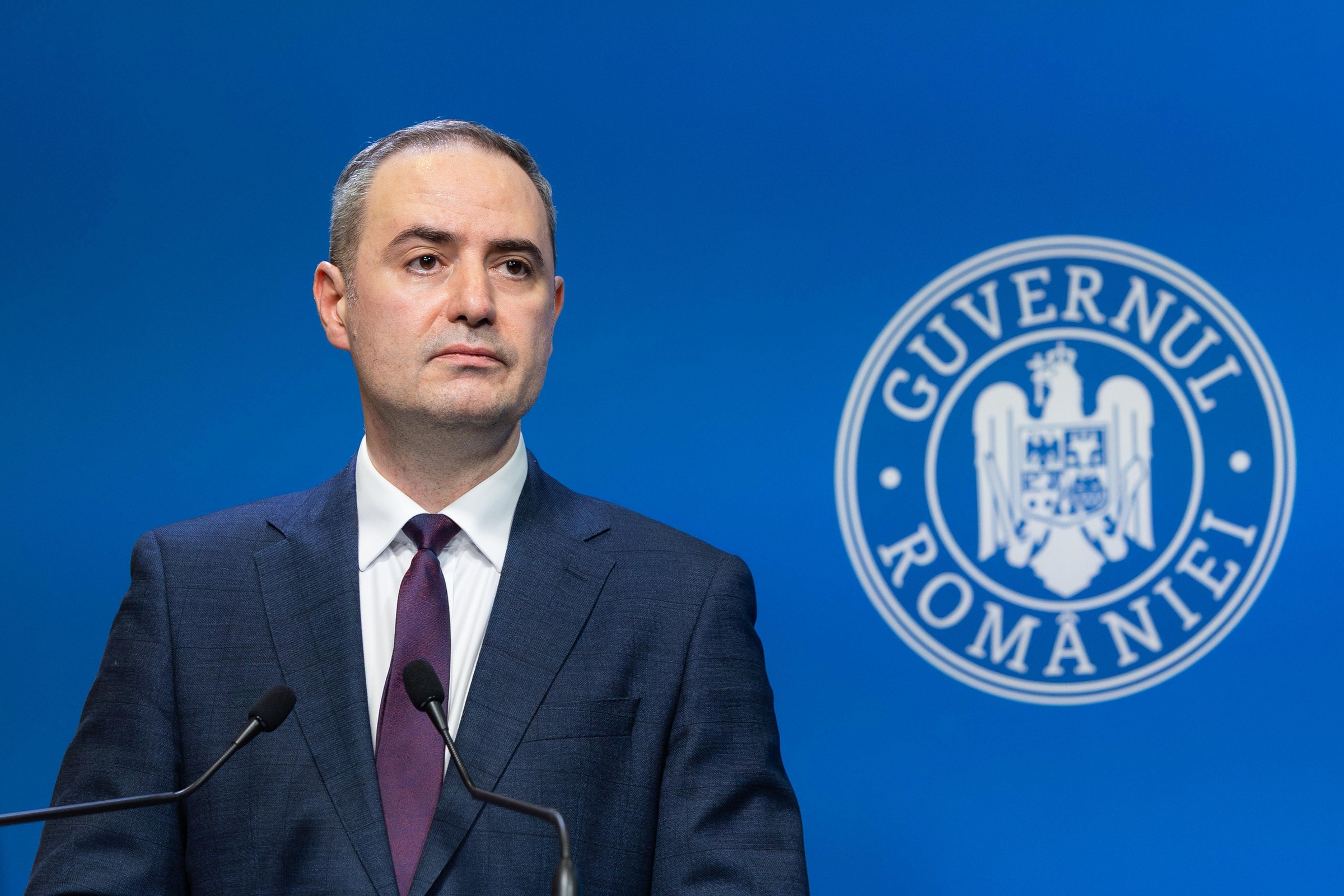 Alexandru Nazare, ministrul Finanțelor din România, la un briefing al Guvernului la București pe 29 august 2025